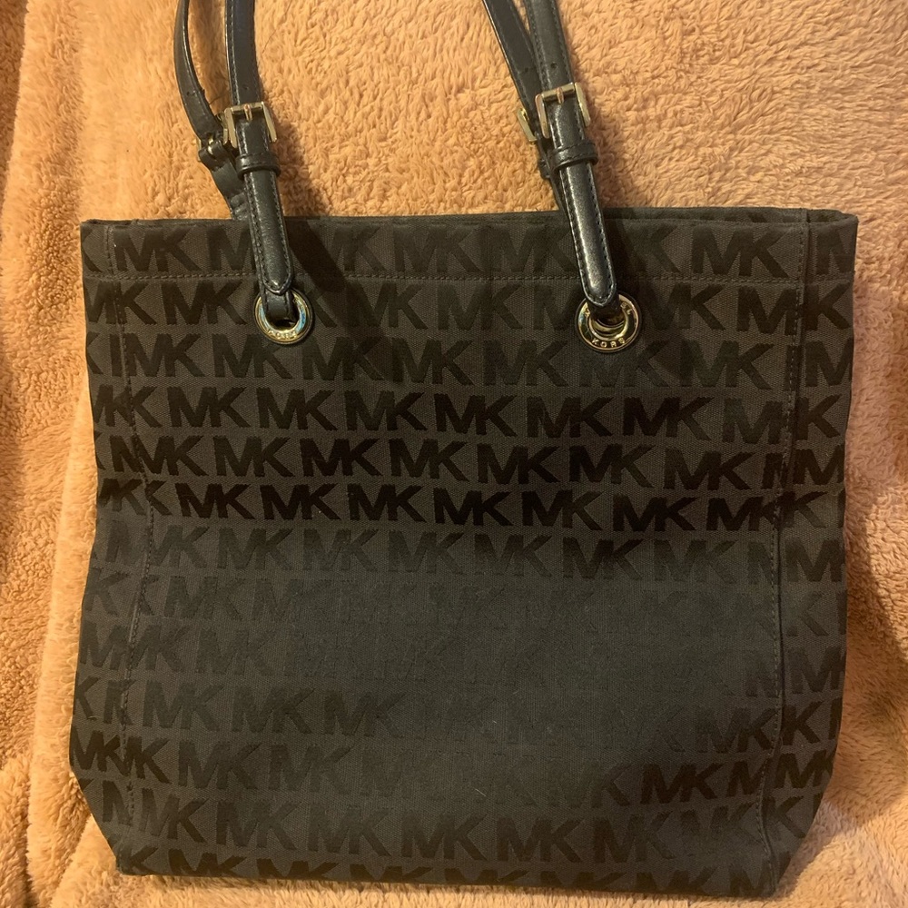 Michael Kors black logo canvas tote